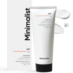 Minimalist Sunscreen SPF 50 PA+++ with Niacinamide & Multi-Vitamins | Clinically Tested in US (In-Vivo) | Lightweight with Multi-Vitamins | No White Cast | Broad Spectrum | Face Sunscreen for Men & Women | 50gm