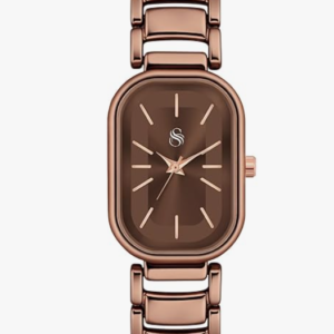 Shocknshop Elegant Rectangular Ladies Rose Gold Analog Metal Strap Solid Link Strap Watch for Woman -WCH176